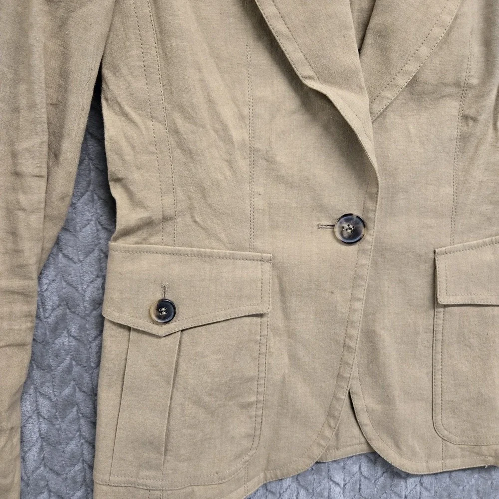 Burberry London‎ Linen Blend Natural Beige Women's Jacket Size 4 UK 6 - Picture 9 of 12